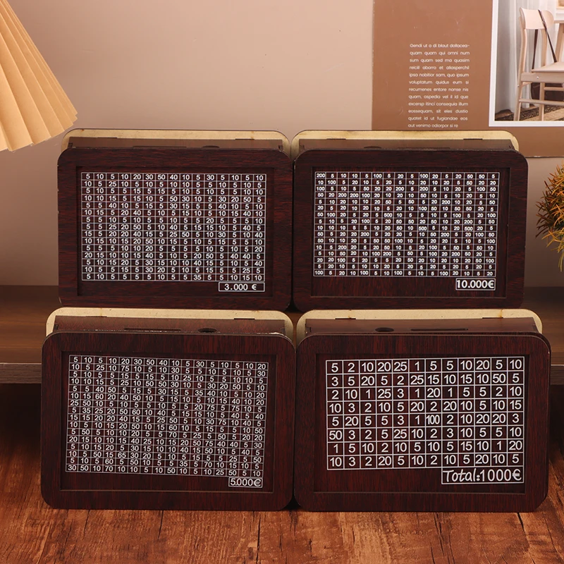 

Деревянная копилка европейского языка 1000/3000/5000/10000 с многоразовой копилкой с воротами для экономии и номерами