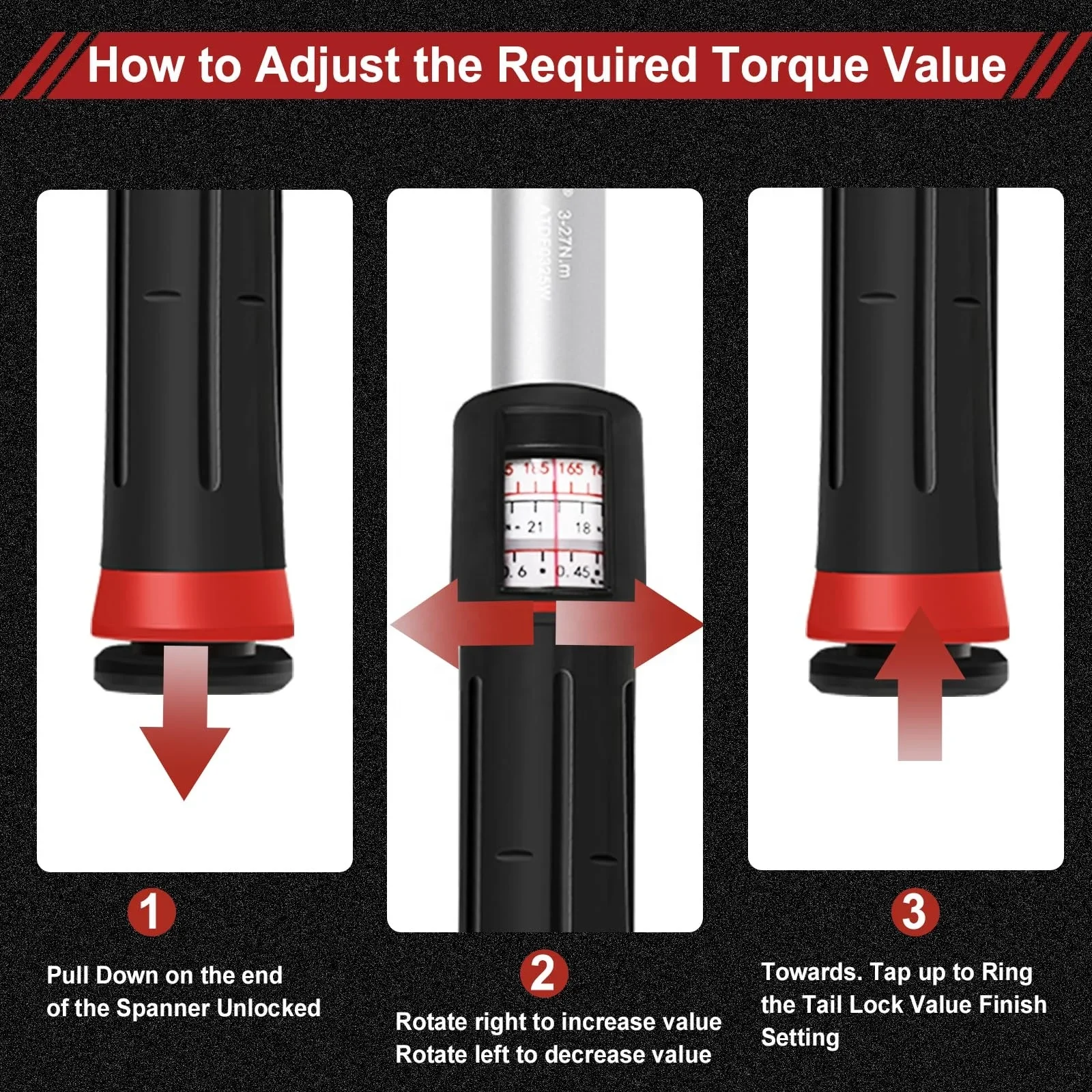 Nuevo Unidad de 1/4 pulgadas, llave dinamométrica estilo ventana de 3-27 Nm con doble dirección ajustable