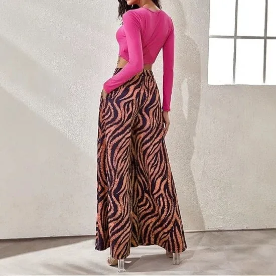 Wide Leg Pants Loose Fit Straight Leg Sexy with Panelled Summer Full Length Asymmetrical Streetwear High Waist Women Pants