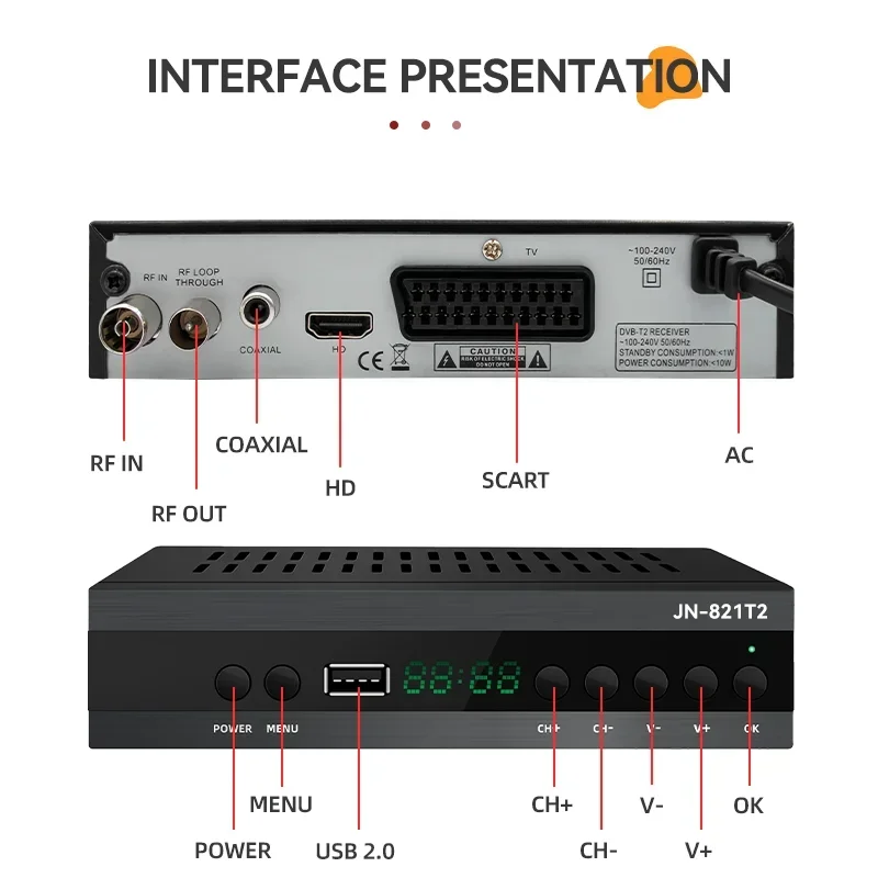 Ricevitore TV TDT HD spagna, H.265, Decoder nuovo 2024, DVB-T2, sintonizzatore, ricevitore, Decoder DVB-T2