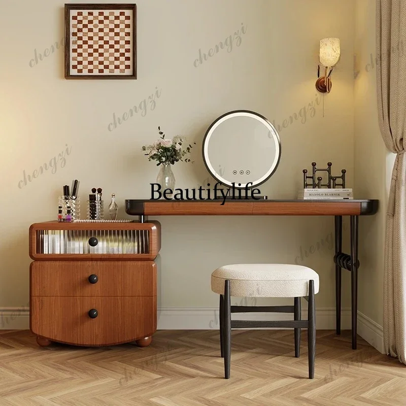 45 Medieval dresser French retro bedroom small apartment dressing table high-end solid wood retractable dressing table