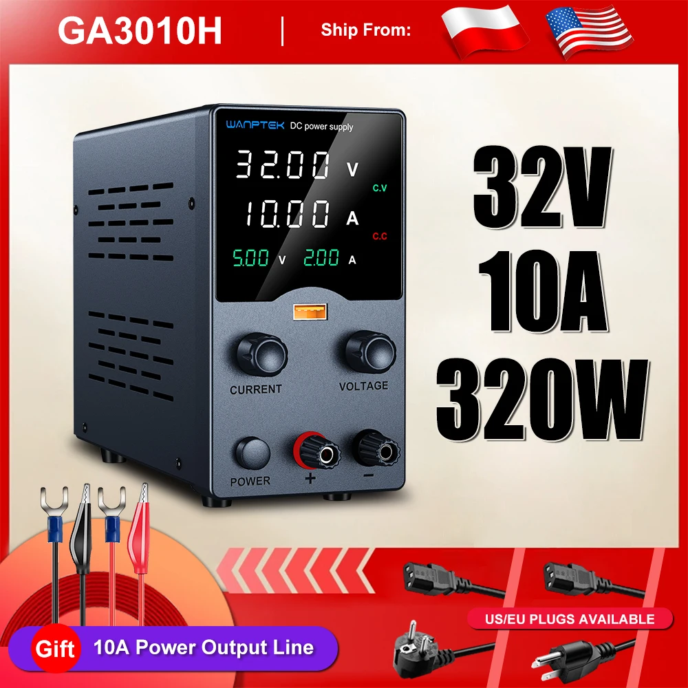 Wanptek DC-Labor-Netzteil, 30 V, 10 A, 60 V, 5 A, einstellbarer Spannungsregler, voreingestellter Spannungsstrom, Dual-Eingangsspannung, 220 V/110 V
