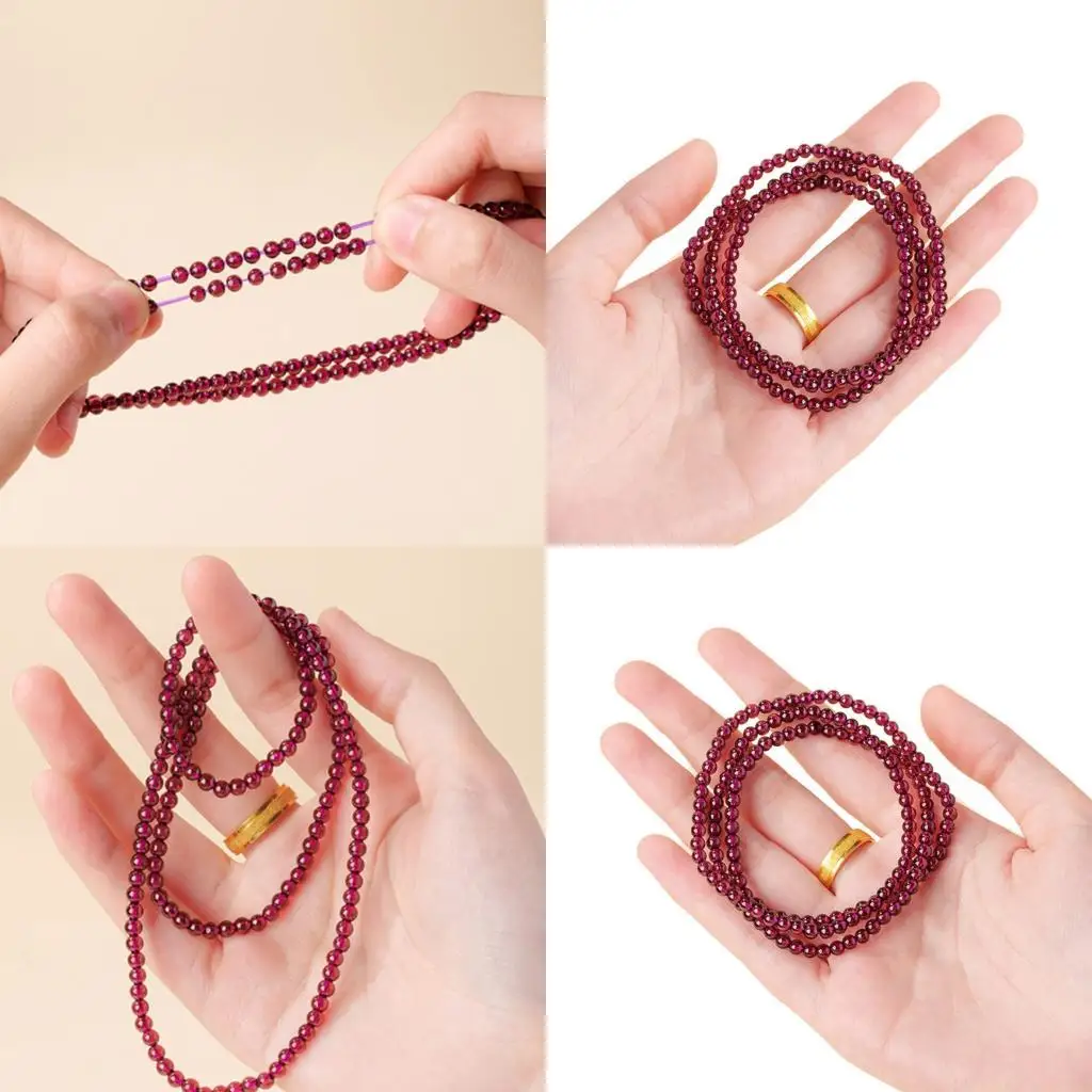 

31BF Elegant Multiple Strands Garnets Beaded Bracelet With Handcraft Designs For Daily Wear