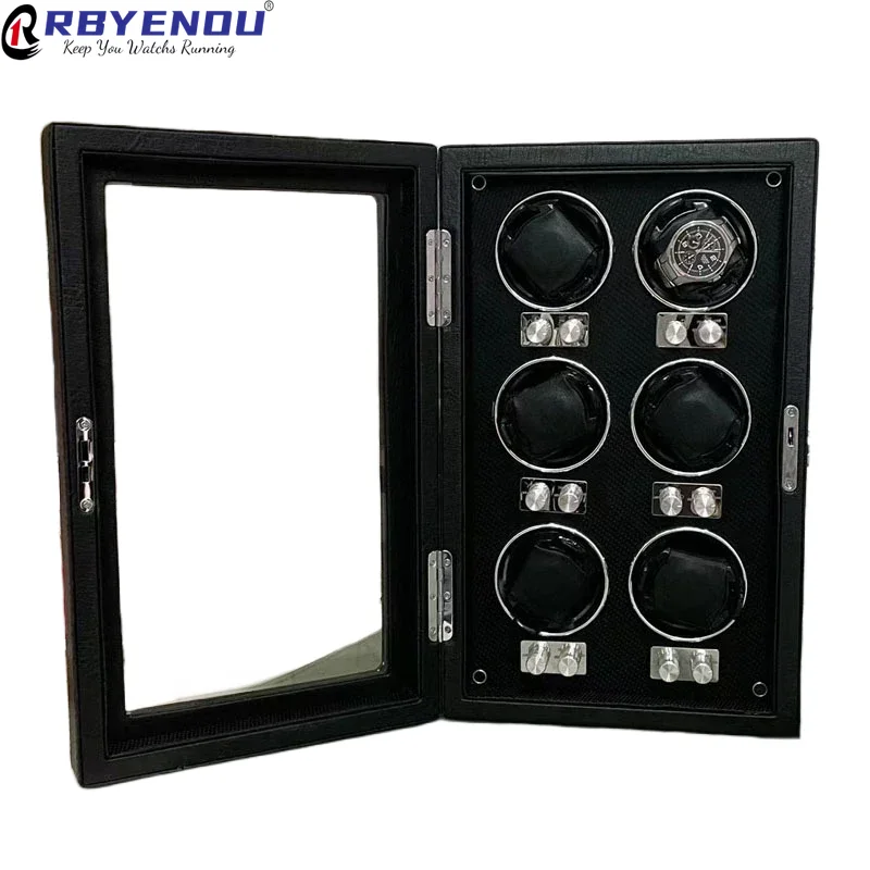 High End 6 Slots Automatic Watch Winder with Light Luxury Display Case Storage Box Organization Customizable Logo For Watch