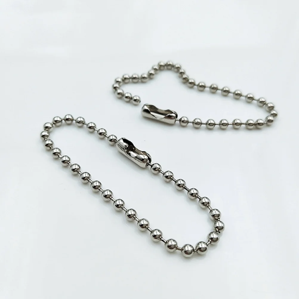 200 PC Bead Chain Stainless Steel Key Fob Link Connectors Chains Clasp Ball Long