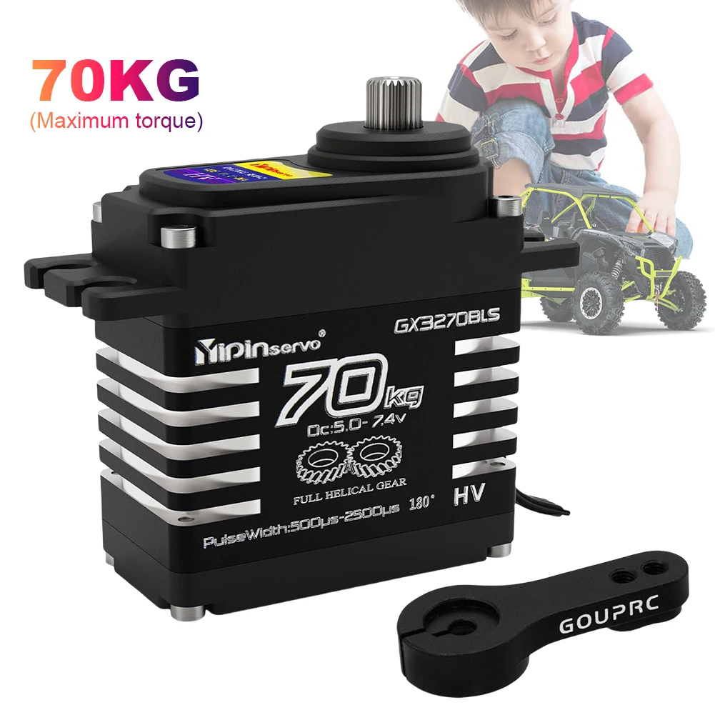 Servos sin escobillas de 70KG, Servos de alto par, Servos de dirección de engranaje de Metal para 1/8 1/10 1/12 RC Truck Car Crawler Boat Robot