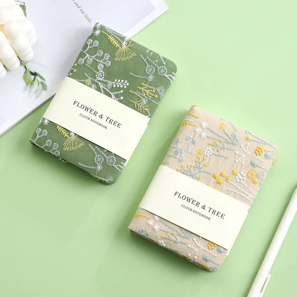 256 Pages Embroidered Pocket Notebook Ultra-Thick Irregular Embroidery Flower A6 Portable Handbook Fabric Cover Multi-Purpose