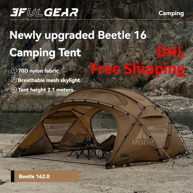 

[HODR] 3F UL GEAR Beetle16 V2.0 Glamping Tent Beetle 16 Кемпинг 4/6 человек 70D 4000 мм + водонепроницаемое черное покрытие