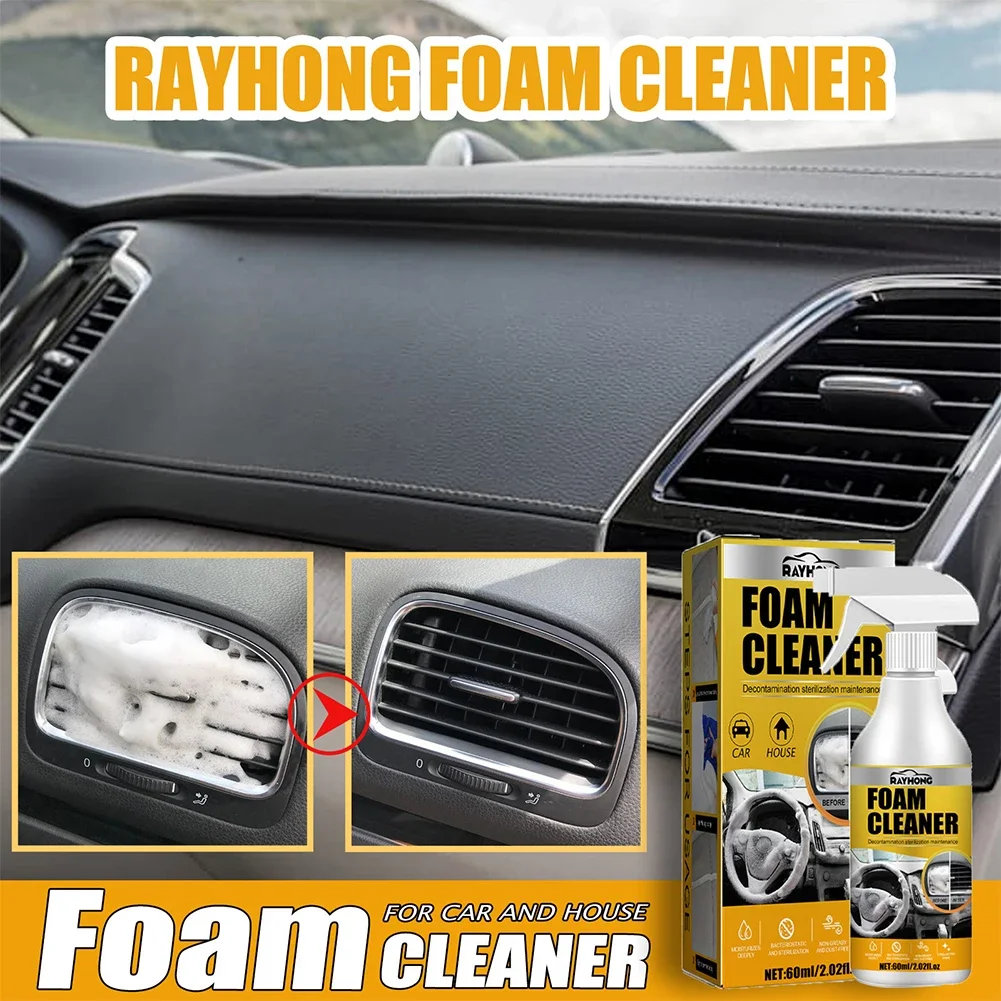 60/100ml Strong Decontamination Cleaner Multifunctional Car Interior Leather Foam Cleaner Anti-aging Cleaning Foam Spray Tools