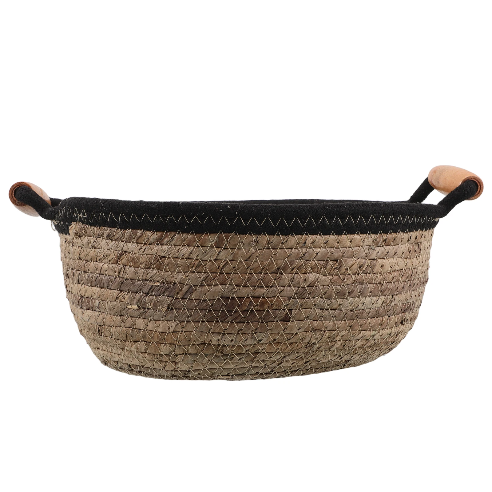 

1pcs Desktop Storage Basket Round Hyacinth Organizing Baskets Handle Bathroom Shelf Organizer Woven Straw Container Cosmetics