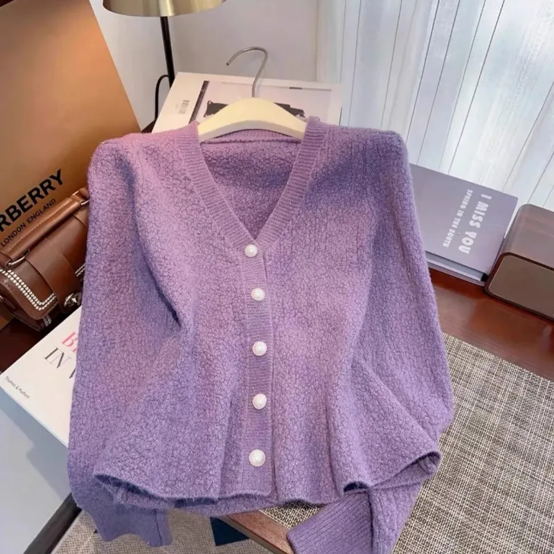 2026 Autumn Winter Temperament High-end Women's Knitting Cardigan Sweater Jacket Loose Elegant Long Sleeve Ladies Sweater Coat