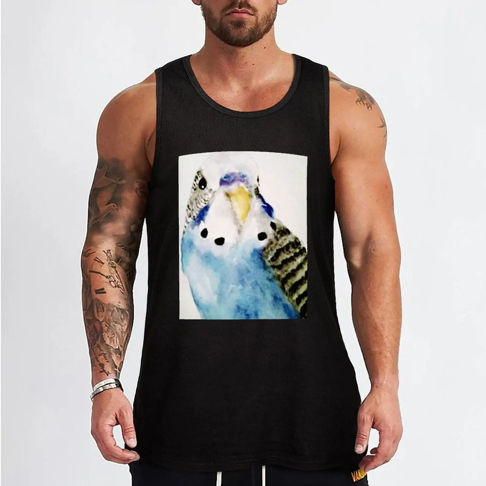 Little Budgie Parakeet Blue Bird Tank Top Men's cotton t-shirt sleeveless shirt man gym muscle t-shirt