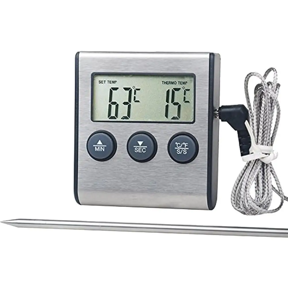 Kitchen Digital Cooking Thermometer Meat Food Temperature For Oven BBQ Grill Timer Function With Probe Heat Meter For Cooking ﻿