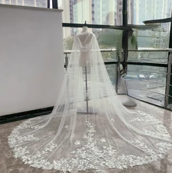 Hooded Wedding wrap Floral Cape Veil for Bride Floral Lace Cloak Cathedral Long Bridal Veil Chapel Cape Veil custom