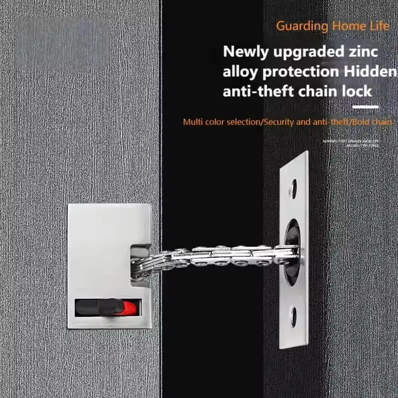 Enhanced Security Alloy Door Latch with Hidden Chain for Hotel Bedroom Anti-theft