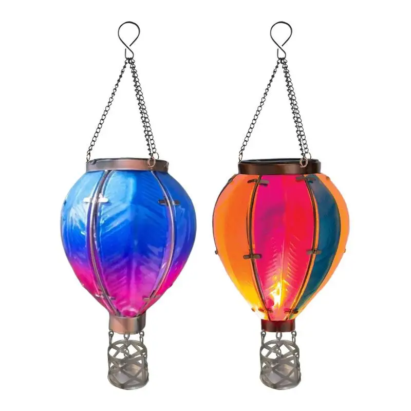 Solar Powered Hot Air Balloon Solar Garden Lantern Flickering Flame Decorative Garden Light Hot Air Balloon Decor for Garden image 5