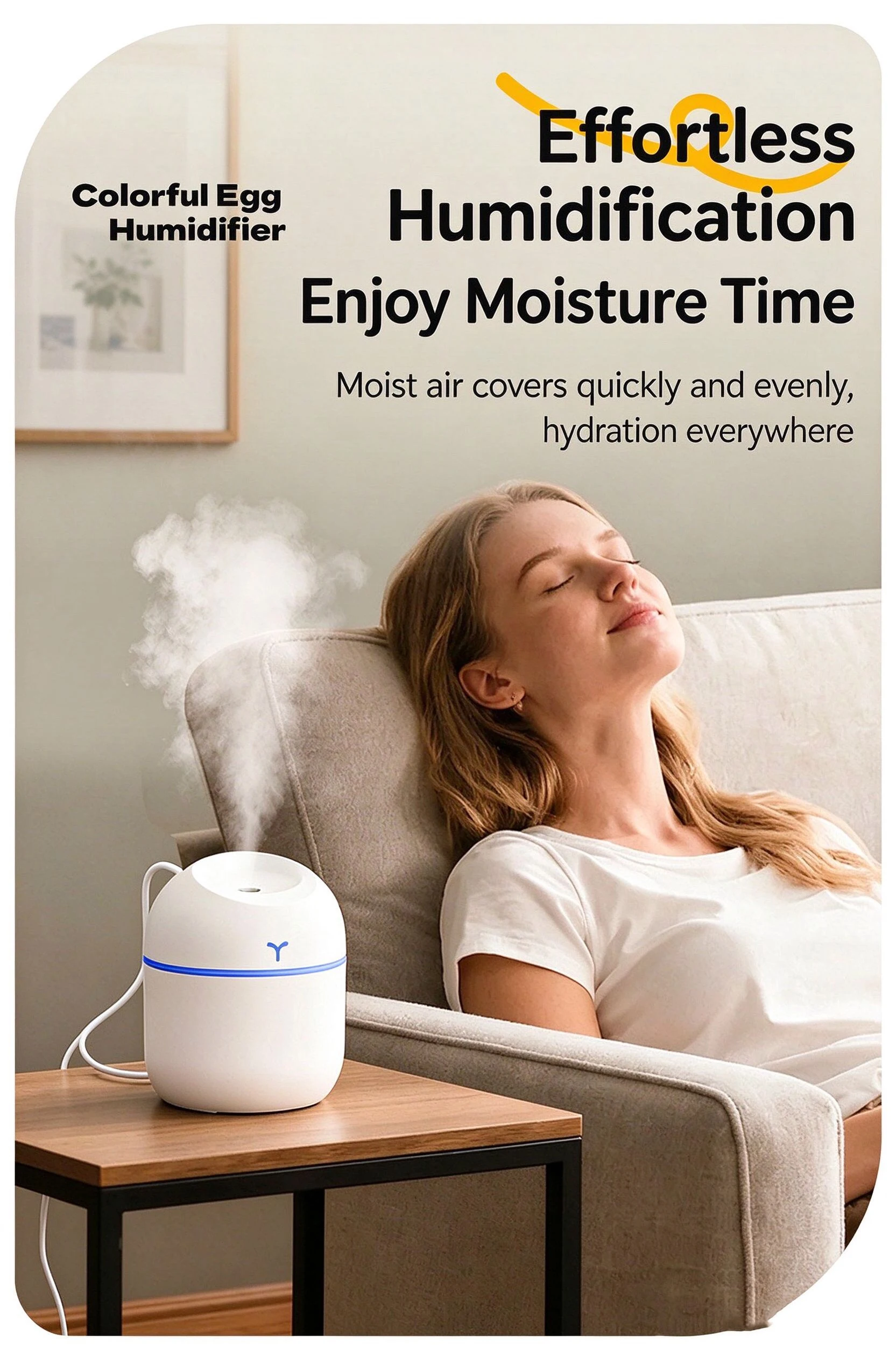 Mini-Luftbefeuchter, tragbarer USB-Luftbefeuchter mit kühlem Nebel und Nachtlicht, 220 ml, ultra-leiser Aroma-Diffusor für Schlafzimmer, Zuhause und Büro. – Detail 8