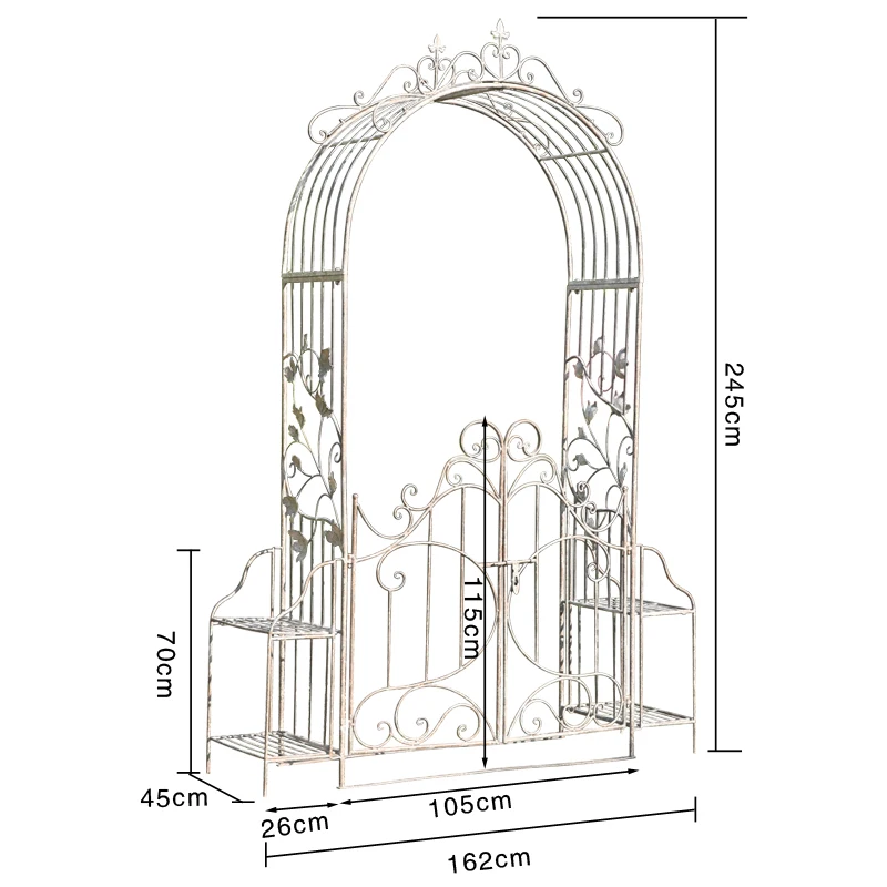 

Foreign order retro old outdoor wrought iron rose climbing vine bracket arch flower stand garden with door terrace courtyard dec
