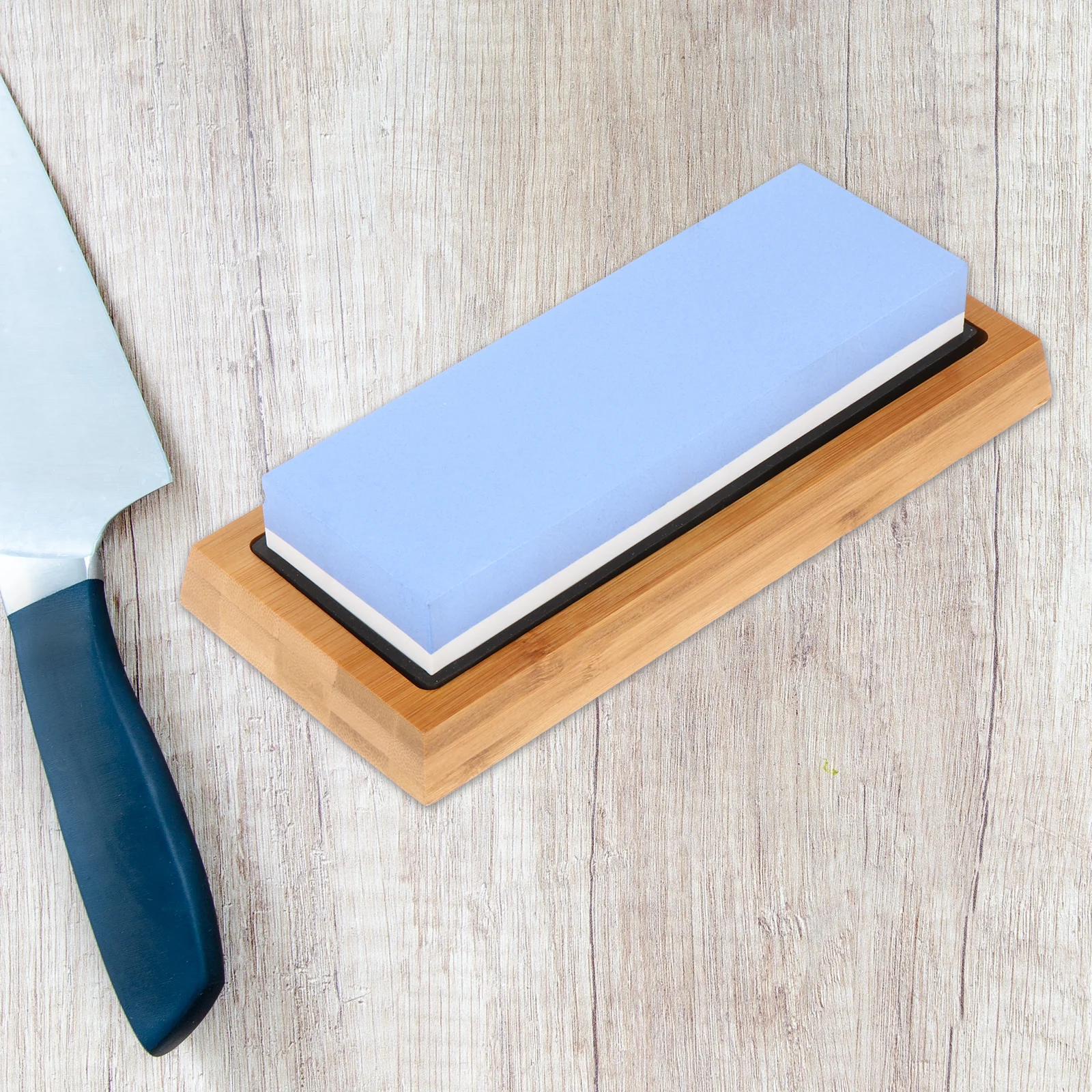 

Rectangular Whetstone 1000 6000 Grit Double Side Sharpener Portable Grinder Kitchen Sharpening Stone Set Wooden Base