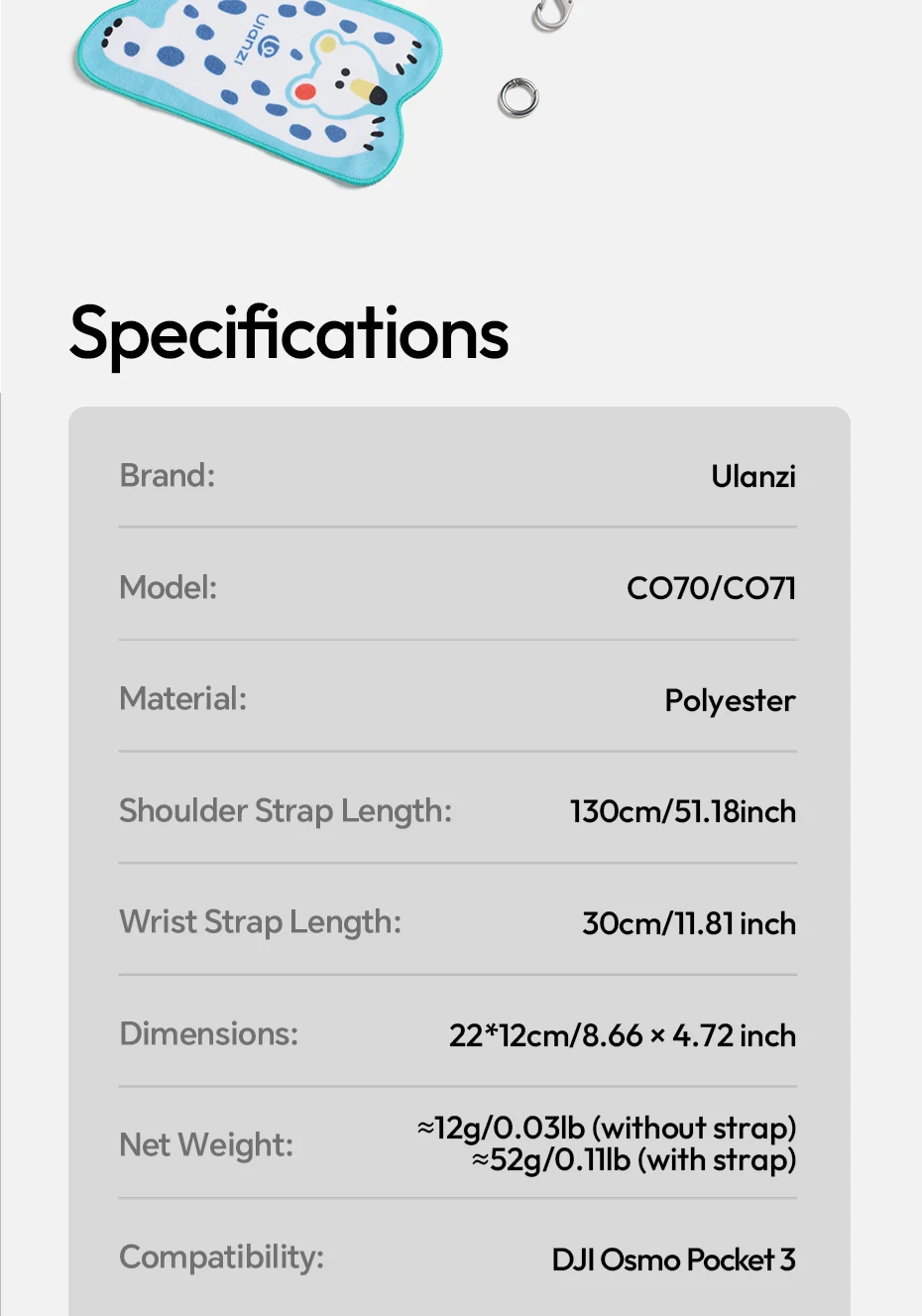 Ulanzi CO70/CO71 Kamera-Schutzfolie für DJI Osmo Pocket 3, mit Schultergurt für Livestreaming, Reisekamerafotografie – Detail 17