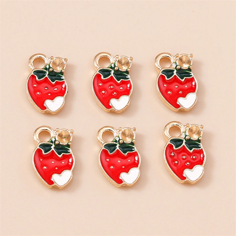 20 Stück Niedliche Gemischte Frucht-Anhänger Emaille Erdbeer-Trauben-Kirsch-Charms für Schmuckherstellung Halsketten Ohrringe DIY Basteln Geschenk – Detail 20