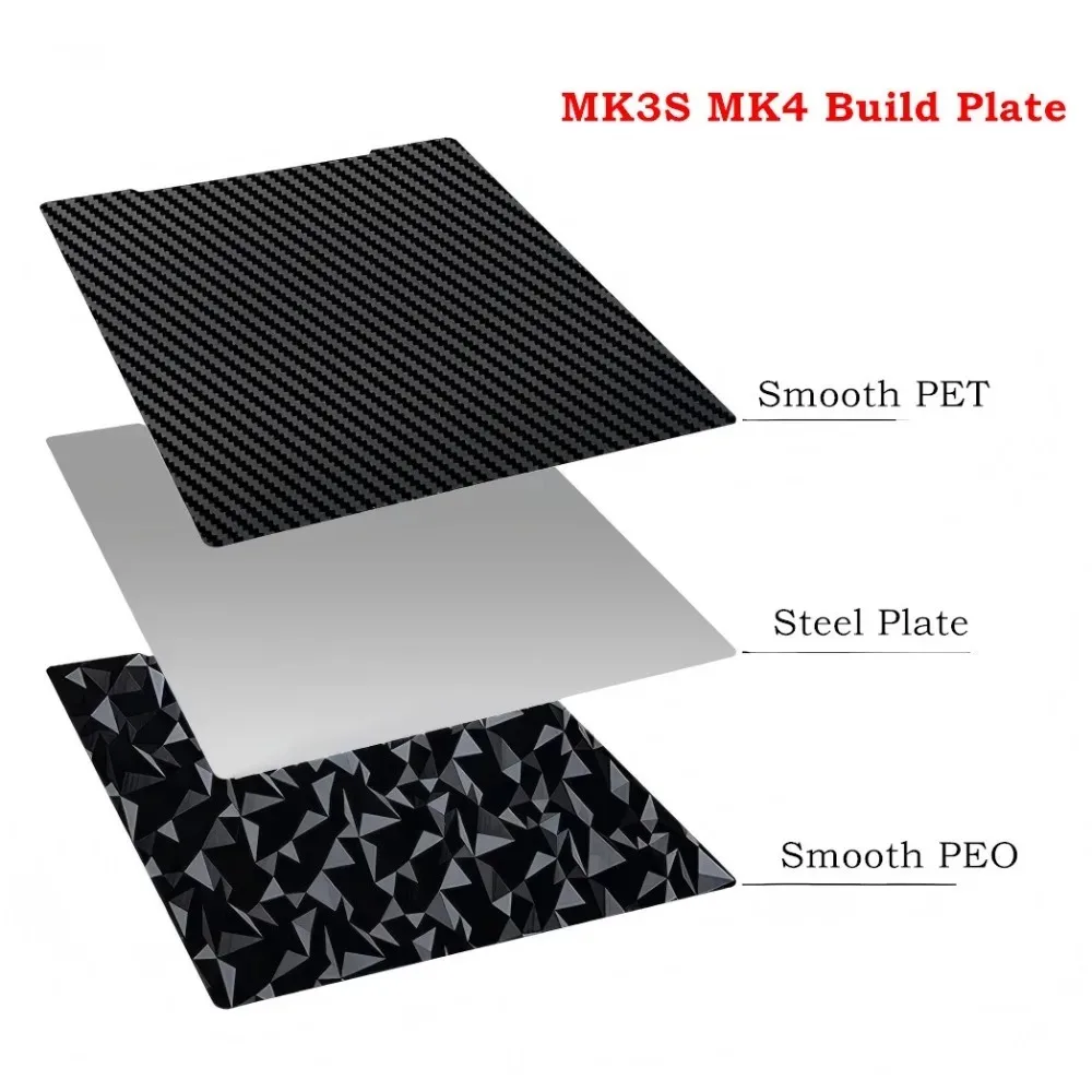 MK4 PEI Build Plate For Prusa I3 MK4S Mk3S 241x254mm Double Side Diamond PEO+Carbon Fiber PET Spring Steel Sheet Strong Adhesion