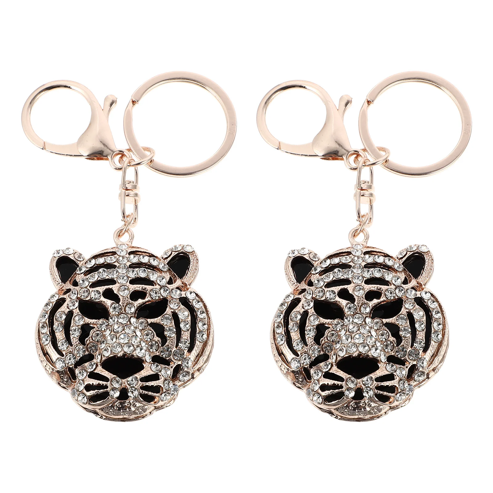 

2Pcs Shiny Rhinestone Tiger Keychain Pendant Compact Keyholder Small Gift for Friends Tiger Keychain Keyholder Hanging Decor