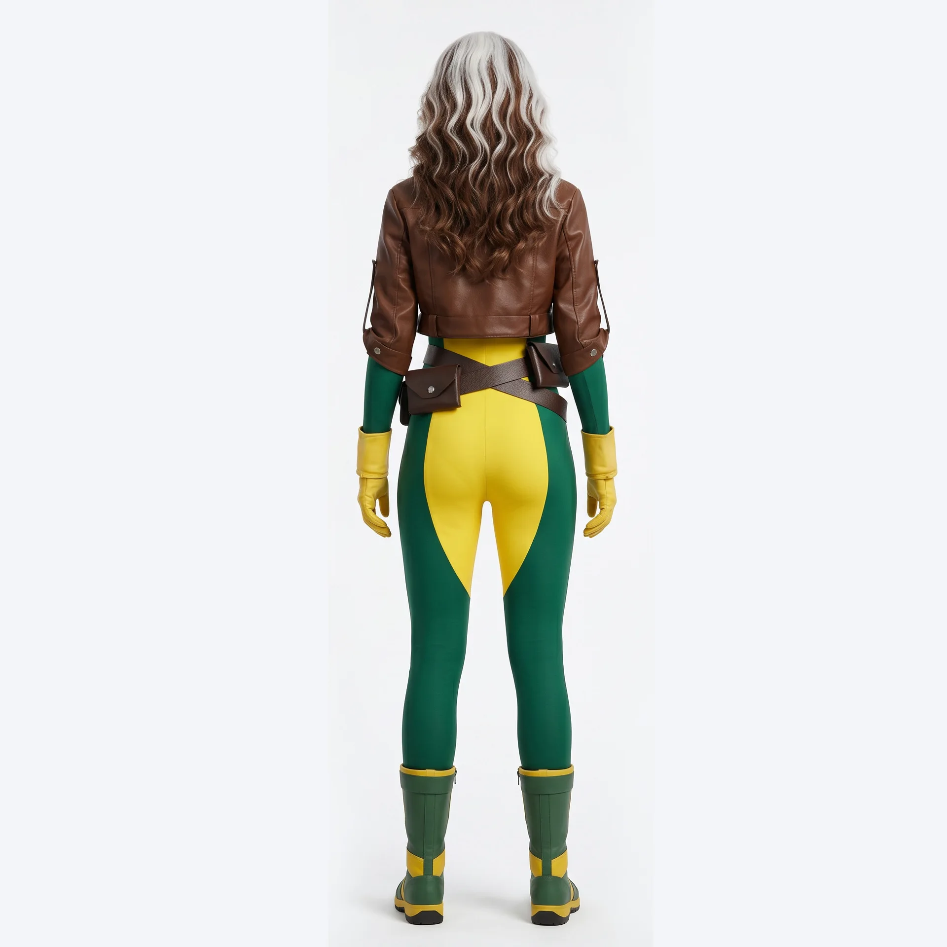 Anime X-Men Rogue Cosplay Kostüm für Erwachsene Frauen Superhelden-Bodysuit Gelber Jumpsuit Braune Jacke Halloween Karneval Comic Con Outfit – Detail 8