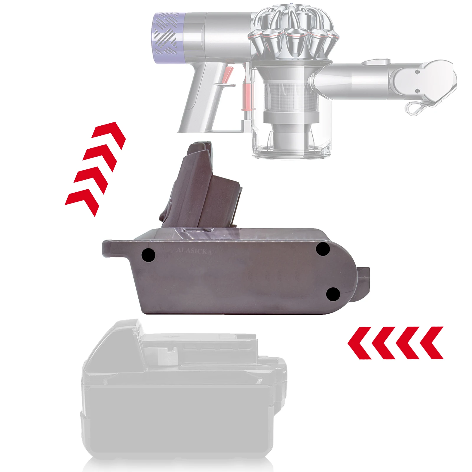 MIL18V6V7V8 Adattatore batteria 3 in 1 per batteria al litio Milwaukee 18V Converti in lavoro per aspirapolvere Dyson V8 V7 V6