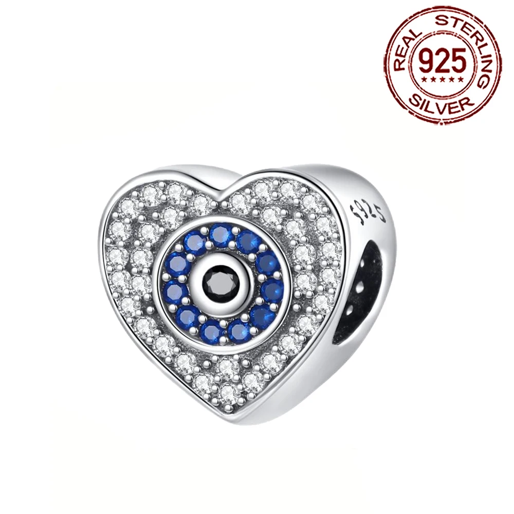 

Ahthen 925 Sterling Silver Bead Heart-Shaped Demon Eye Dangle Charm fit Snake Chain Bracelets Necklaces for Women Jewelry Making