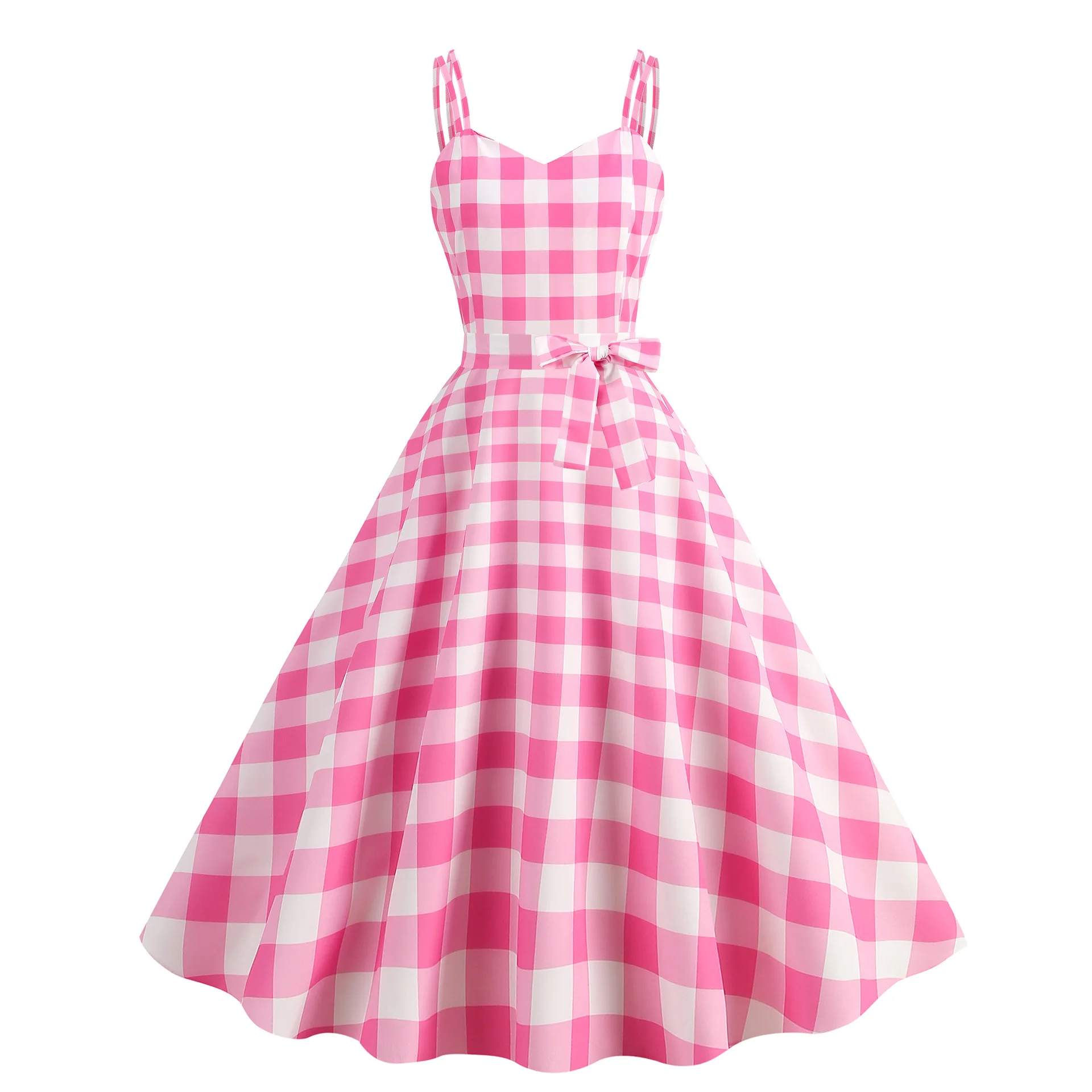 

Sexy Slim Fit Retro Polka Dot Print Dr Summer Faionable Strapl Skirt Vintage Sle without Brand Polyester Fabric