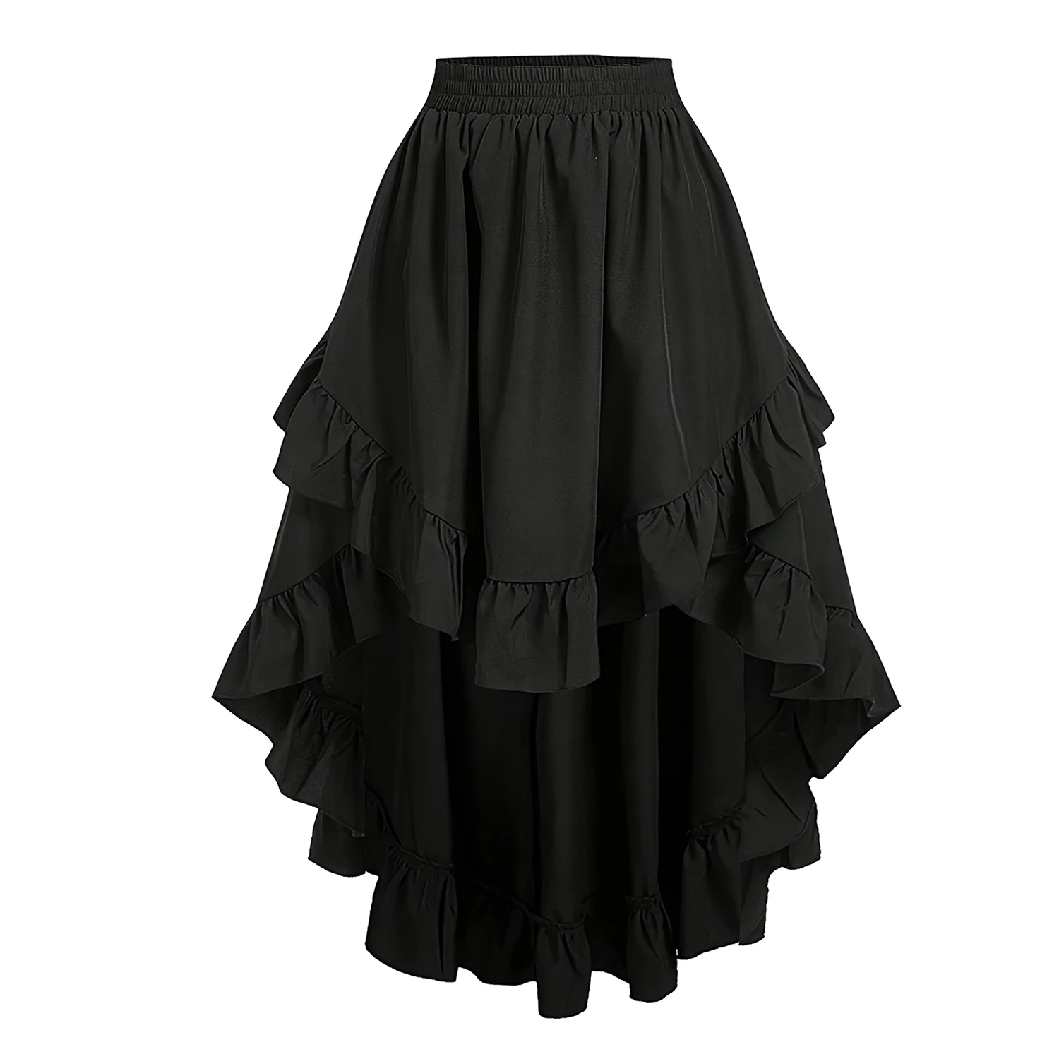 

Юбка с завышенной талией в стиле ретро, короткая спереди и сзади, длинная юбка в викторианском стиле в стиле стимпанк, готическая плиссированная вечерняя юбка с рюшами