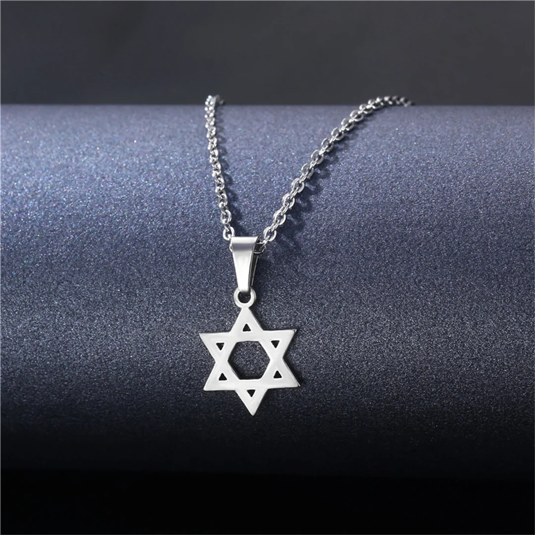 Trendy Small Tiny Star of David Pendant Female Silver Color Stainless Steel Hexagram Necklace for Woman Jewelry Birthday Gift