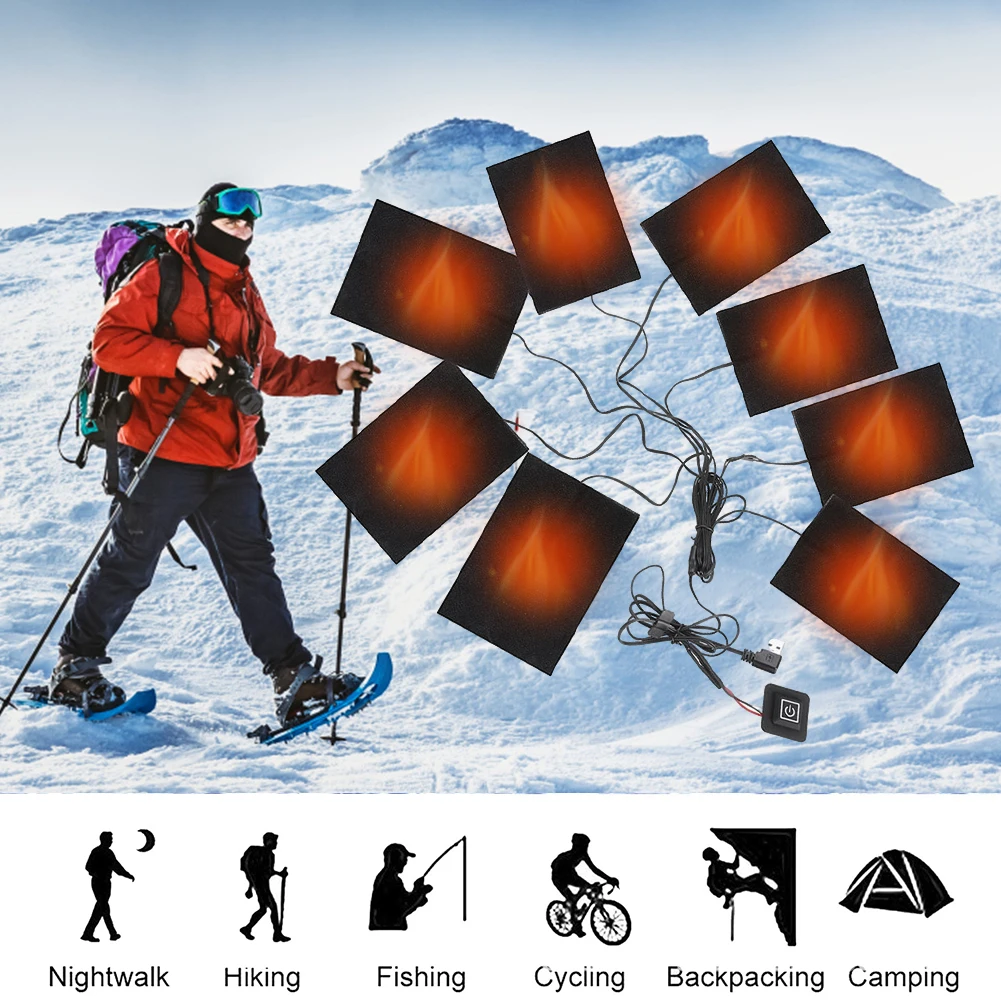 3 Levels Outdoor Thermal Winter Heating Vest Pads USB Heating Pads Vest Heater for Outdoor Winter Camping Hiking Ski Cycling