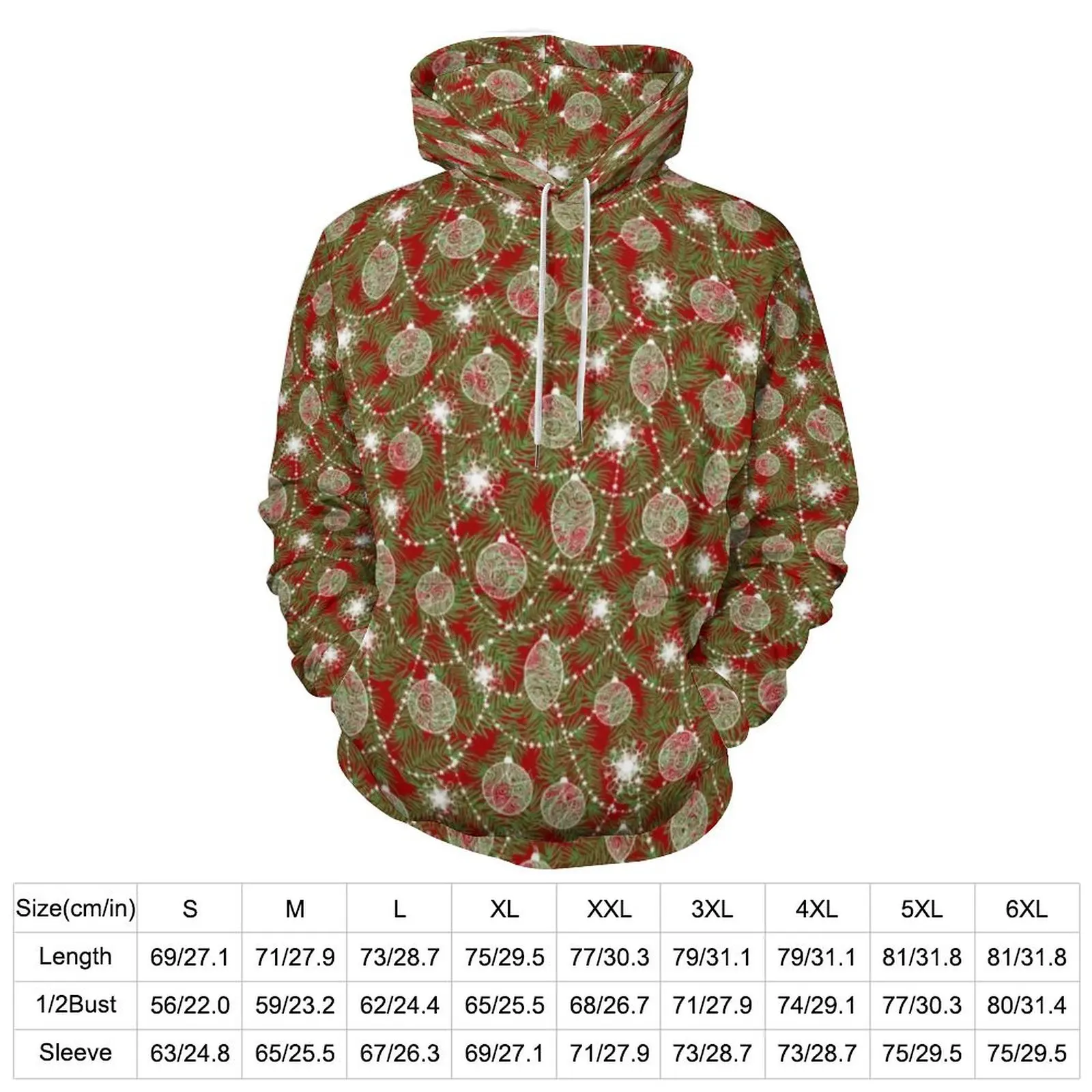 Christmas Tree Hoodies Long-Sleeve Holidays Print Casual Pullover Hoodie Spring Street Fashion Oversize Loose Hooded Sweatshirts