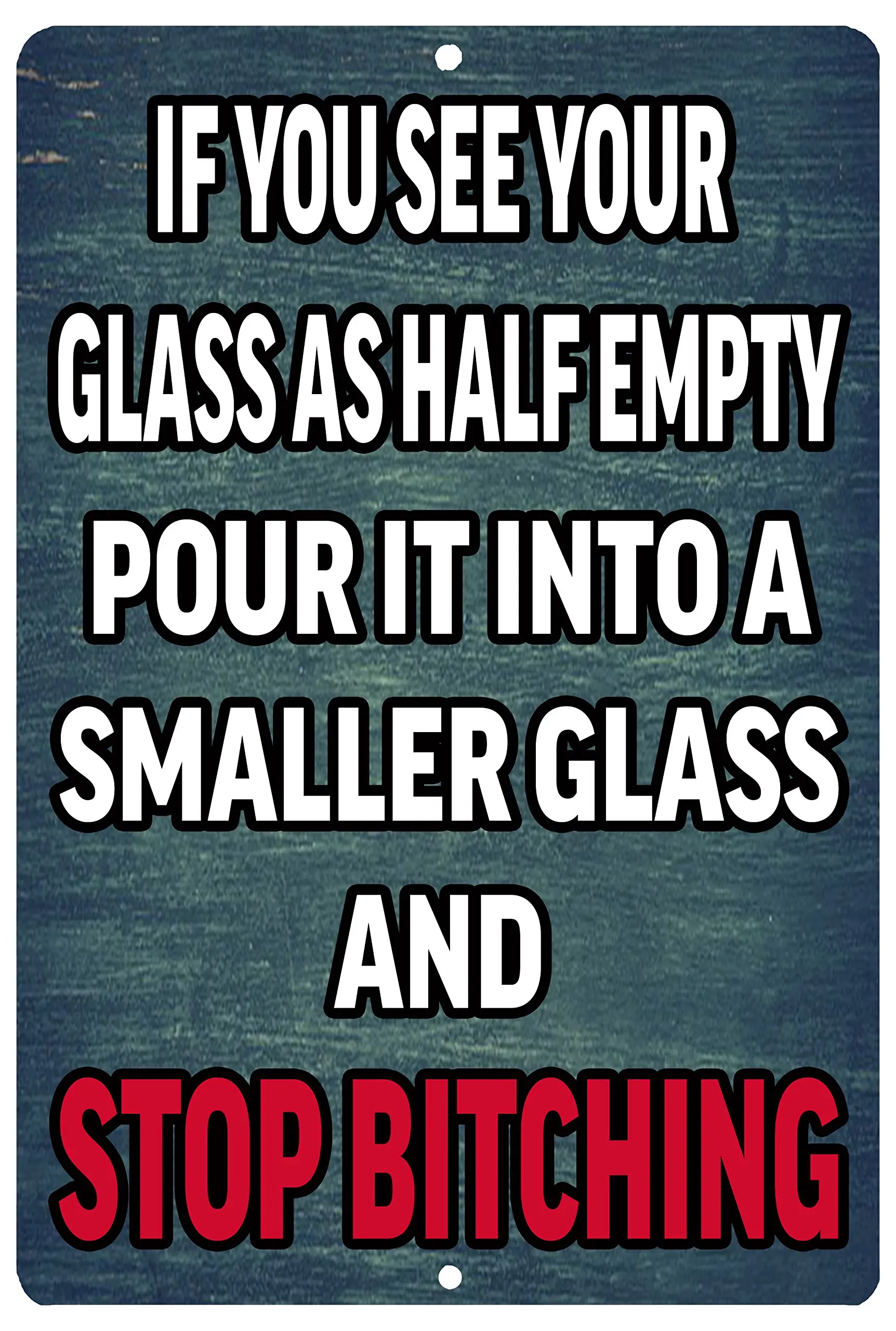 Rogue River Tactical Funny Beer Alcohol Sign Metal Tin Home Bar Kitchen Glass Half Empty sign