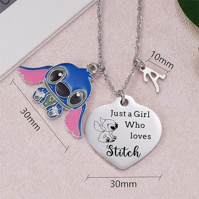 Lilo & Stitch Cartoon Metal Necklace Pendant Necklaces Characters Kids Gifts for Women Jewelry Children's Necklace Toy