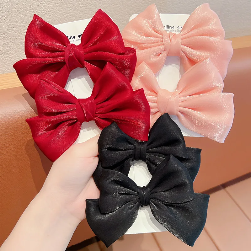 1PC New Bright Snow Yarn Bow Hairpins Children Cute Headwear Girls Clips Barrettes Hairgrips Hair Accessories