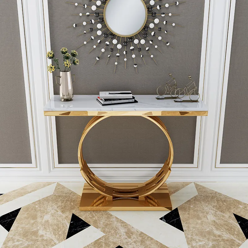 Entrance table Simple round entrance cabinet Modern marble entrance table Against the wall Long counter