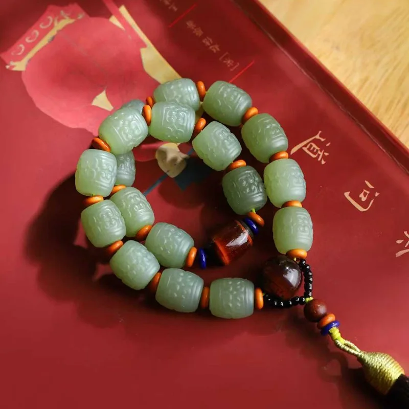 Store Natural Hetian Qinghai Old Material Light Lake Green Jade Ruyi Handheld