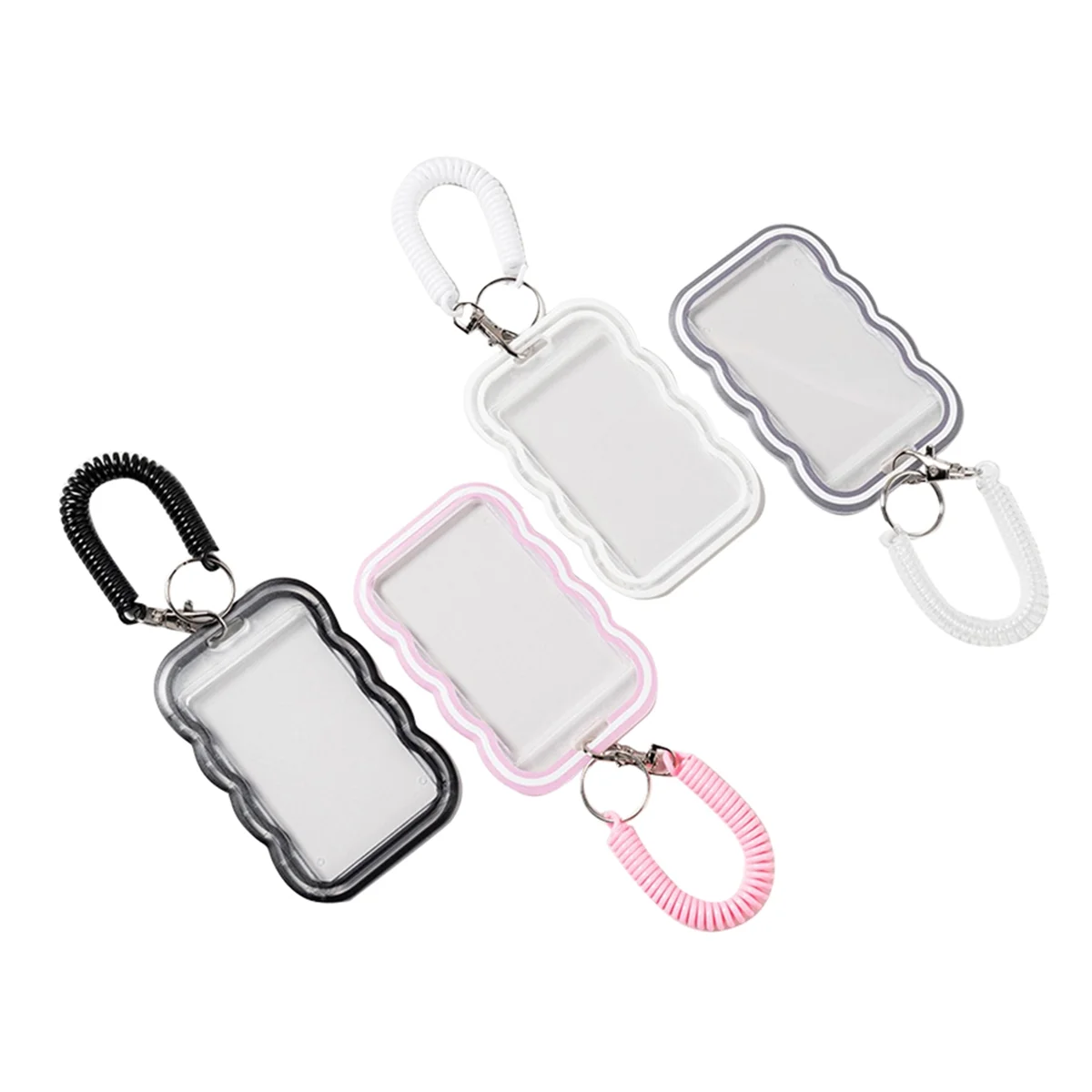 The New 4PCS Wave Transparent Card Holder with Lanyard for Bus Card Protection Cover, Meal Card Cover, Student ID Cover