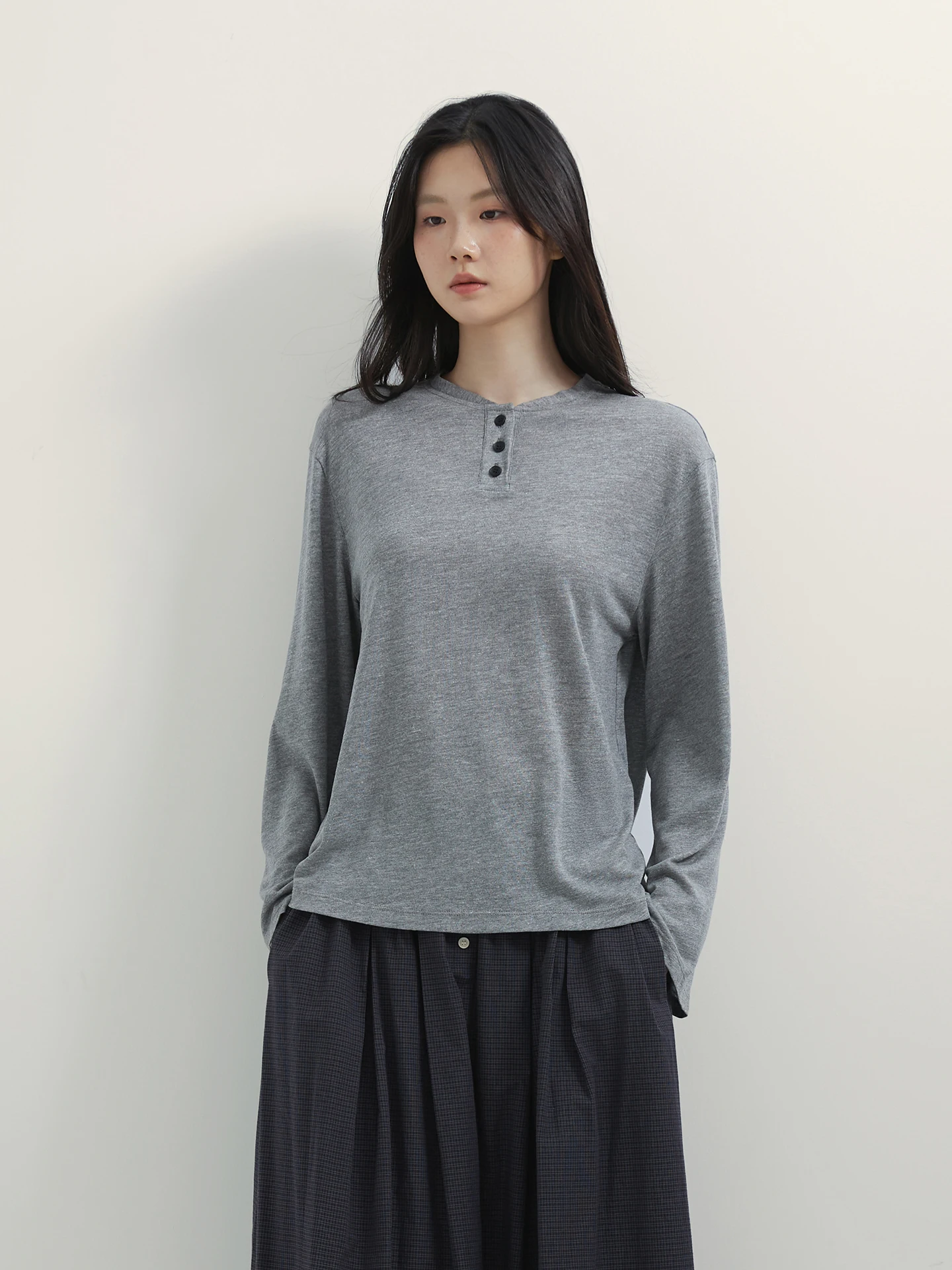 

Loose Long Sve Knitted Linen Women's Base irt Sliced avi Simple Sle Casual Top Button up T-irt Drapey Fit