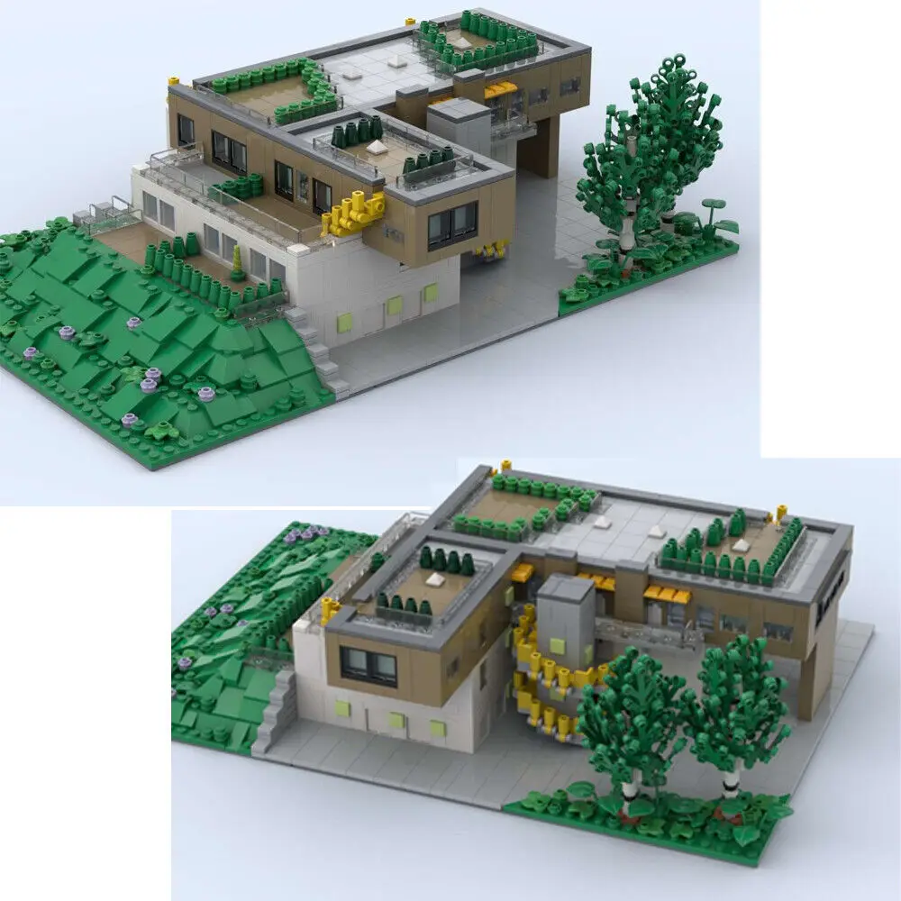 Villas Apartment Architecture on a Hill Modular Building 2089 Pieces MOC Build