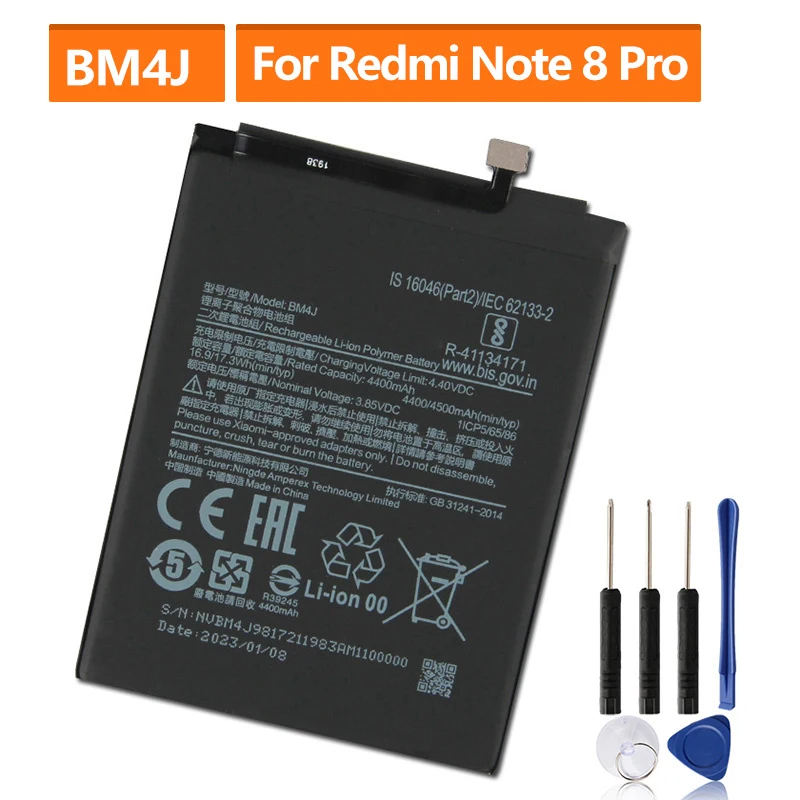 

Replacement Battery BM4J For Xiaomi MI Redmi Note 8 Pro Rechargeable Phone Battery 4500mAh