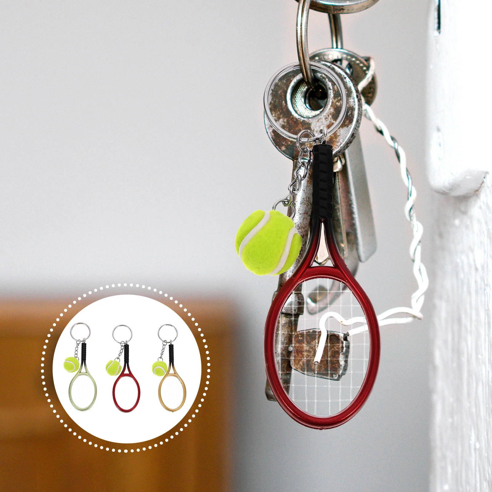 

3 Pcs Tennis Racket Keychain Sport Keychains Racquet Decorations Plastic Sports Ornament