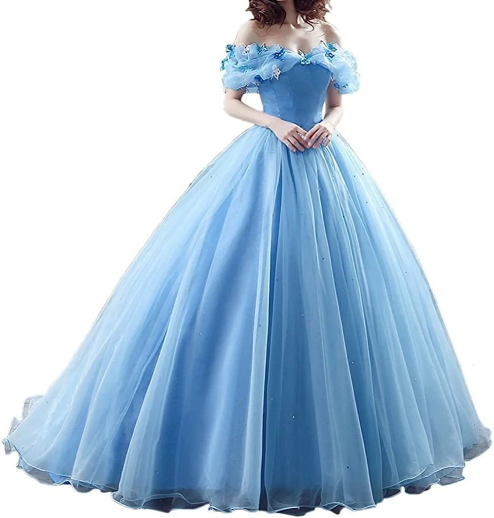 Charmingbridal-vestido de baile de graduación, traje de Cosplay de la princesa Cenicienta, hombros descubiertos, Organza, quinceañera