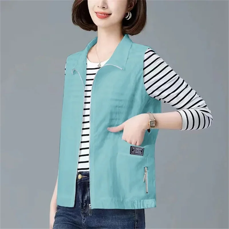 

Women's Vest Sun Protection Waistcoat Thin Breathable Lined Vest Coat 2024 NEW Spring Summer Autumn Casual Jacket Female 5XL