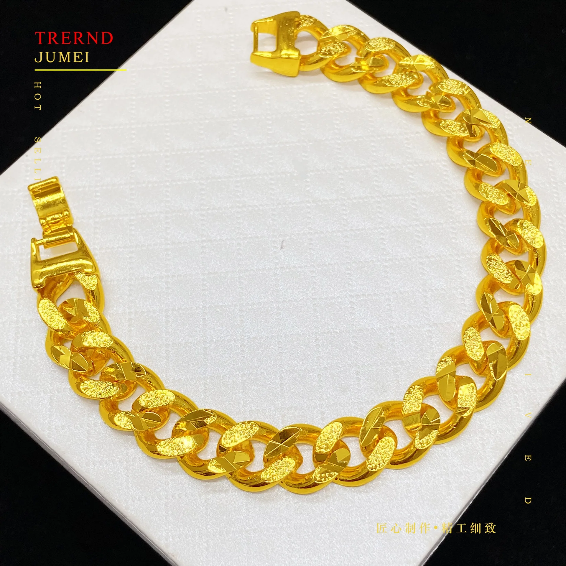 Luxury 9999 genuine gold 24K genuine gold jewelry Boss bracelet ring M buckle classic men's ring bracelet gold jewelry