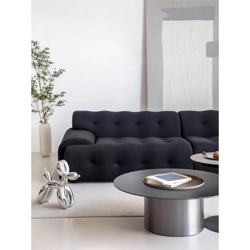 أريكة منزلية سوداء بسيطة مصنوعة من قماش غرفة المعيشة الإيطالي البسيط #4