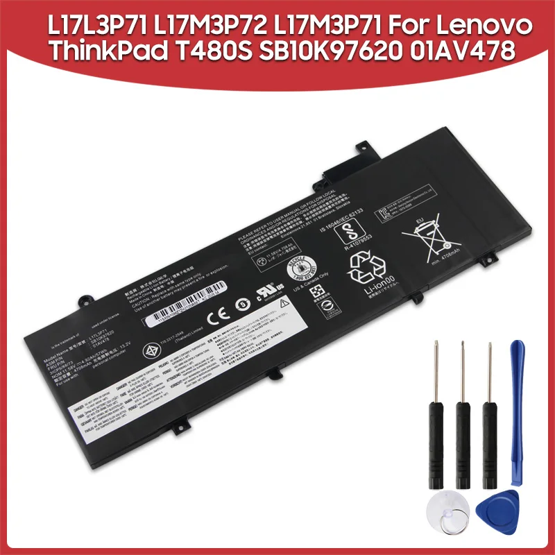 Rechargeable Battery L17M3P71 L17L3P71 L17M3P72 For Lenovo ThinkPad T480S SB10K97620 01AV478